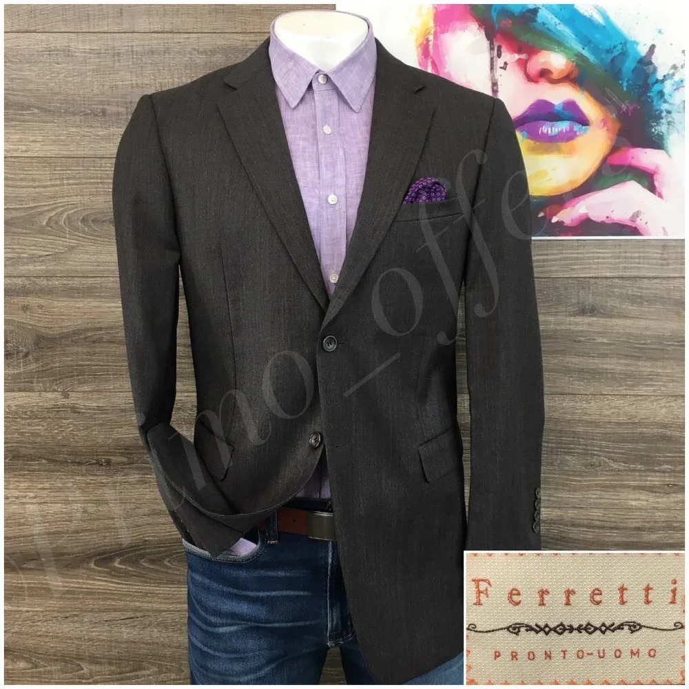 Pronto Uomo Mens Wool Blazer Sport Coat Sport Suit Jacket 42R‎ Men Casual Button